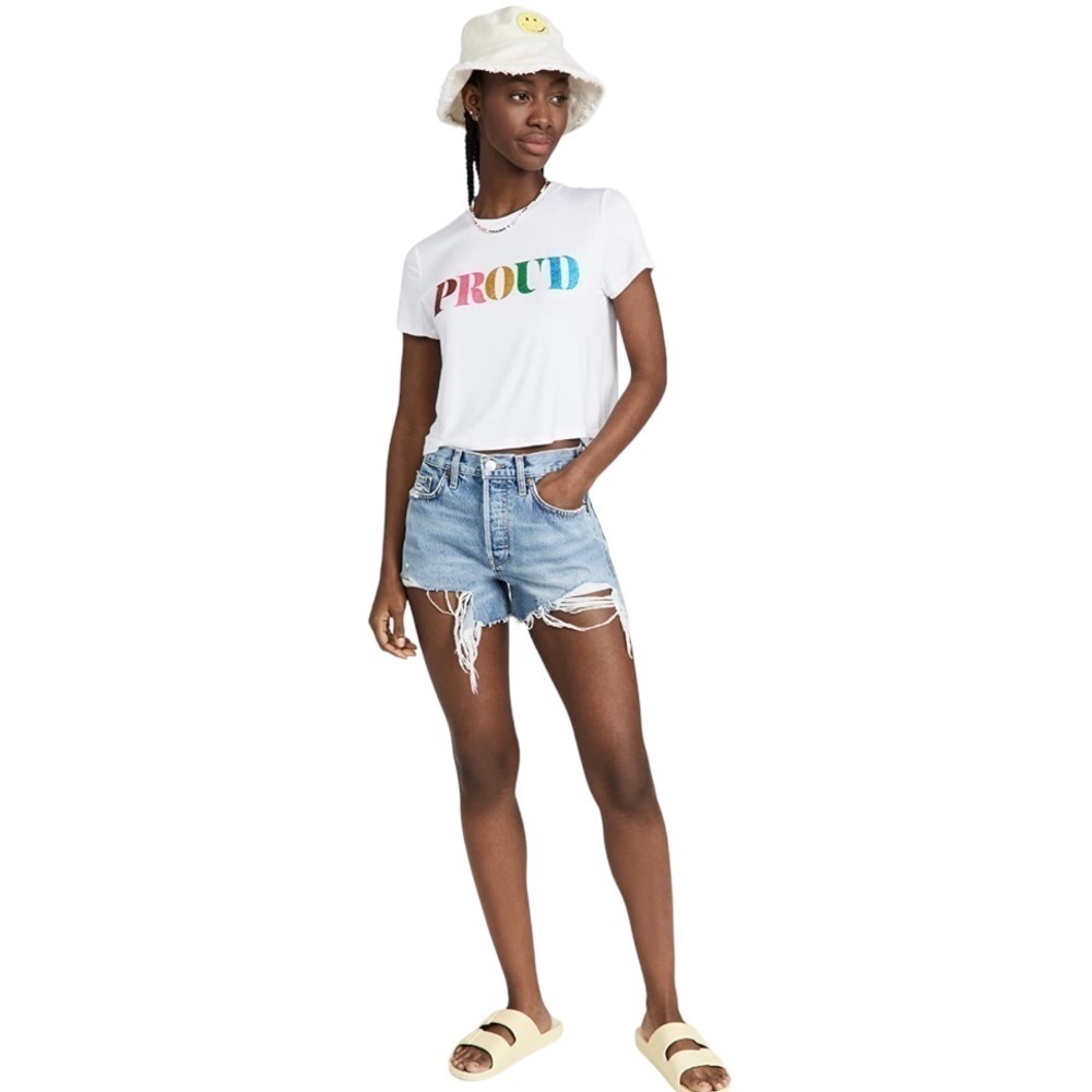 Beach Riot PROUD Rainbow Graphic Crew Neck Crop T Shirt Women’s Large - Picture 6 of 12